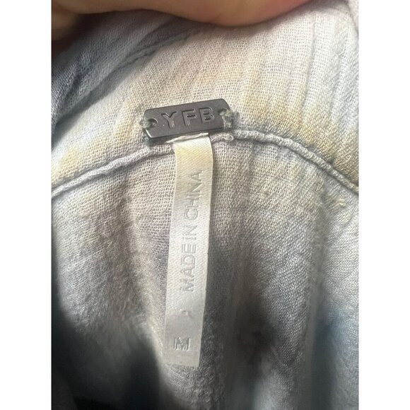 YFB Womens Button-Down Tie-Dye Textured Shirt Long Sleeve Collared Lightweight C - Picture 9 of 10